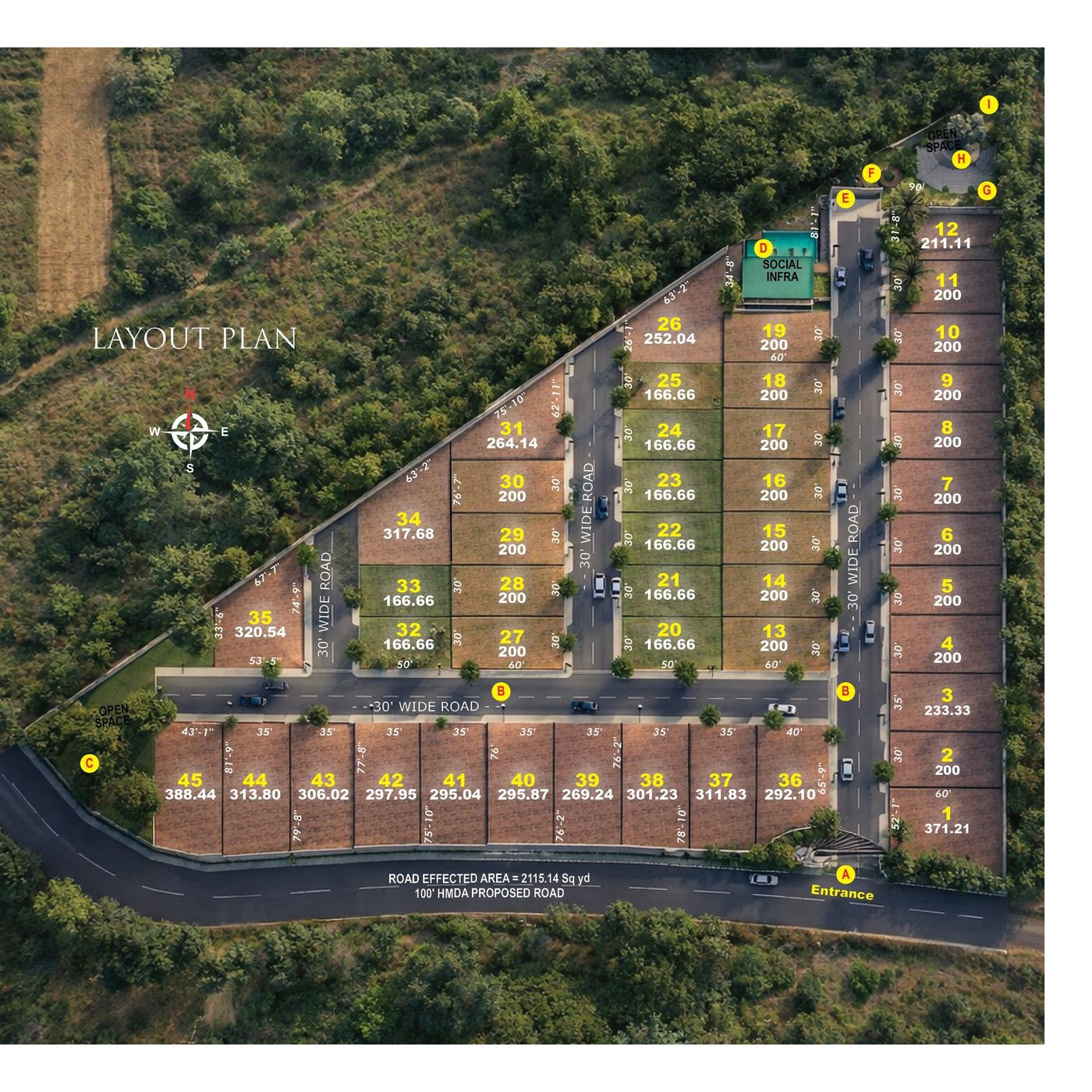 Aerial layout plan of THE VIEW with every villa plot